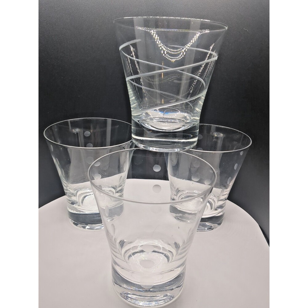 Vintage Crystal Glasses  Mikasa “Cheer” Style Etched Patterns – 4.75H